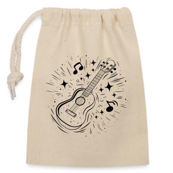 Ukulélé Dessin au trait - Sac cadeau en coton avec cordon (14 x 20 cm) - nature - Devant