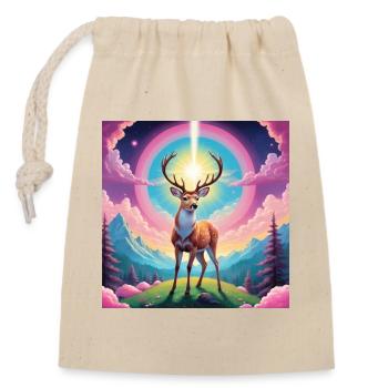 Cerfs sur la montagne - Sac cadeau en coton avec cordon (14 x 20 cm) - nature - Devant