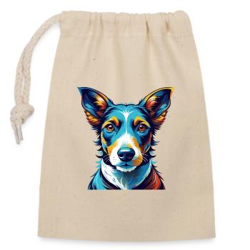Glatter Foxterrier Hunderasse Karikatur Kawaii - Verschließbarer Geschenkbeutel aus Baumwolle (14x20cm) - Natur - Vorne