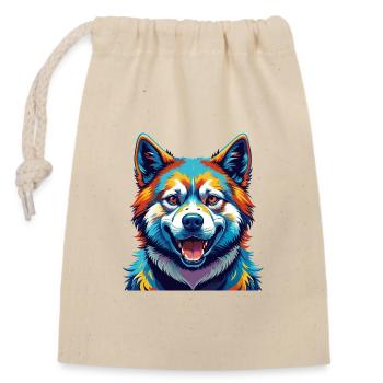 Akita Dog Breed Colorful Watercolor Cartoon Kawaii - Closable cotton gift bag (14x20cm) - nature - Front