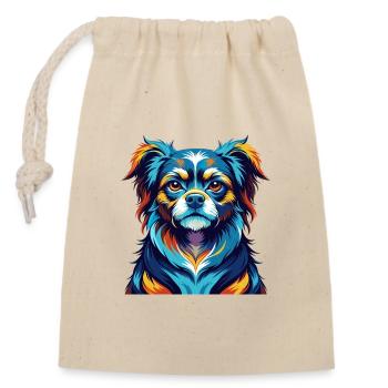 Chinese Imperial Dog Breed Colorful Cartoon Kawaii - Closable cotton gift bag (14x20cm) - nature - Front