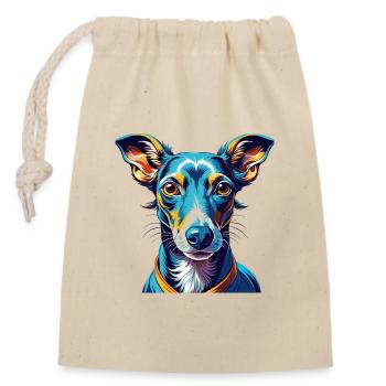 Lévrier italien race de chien dessin animé Kawaii - Sac cadeau en coton avec cordon (14 x 20 cm) - nature - Devant