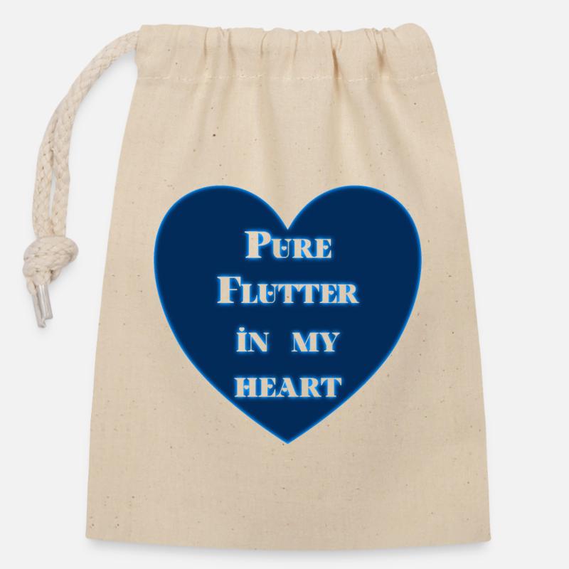 Pure Flutter In My Heart - Closable cotton gift bag (14x20cm) - nature