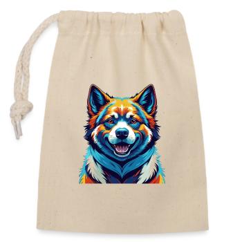 American Akita Dog Breed Colorful Cartoon Kawaii - Closable cotton gift bag (14x20cm) - nature - Front