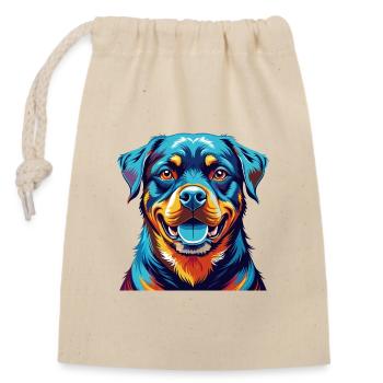 Rottweiler Chien Race Coloré Dessin Animé Kawaii - Sac cadeau en coton avec cordon (14 x 20 cm) - nature - Devant