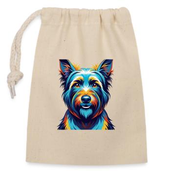 Skye Terrier Chien Race Coloré Dessin Animé Kawaii - Sac cadeau en coton avec cordon (14 x 20 cm) - nature - Devant