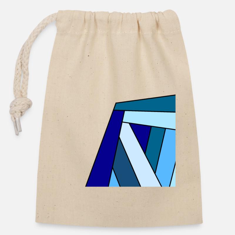 carre colore bleu - Sac cadeau en coton avec cordon (14 x 20 cm) - nature