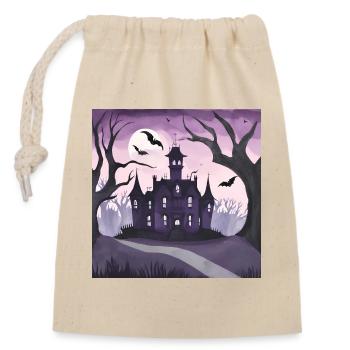 Gothic mansion. - Closable cotton gift bag (14x20cm) - nature - Front