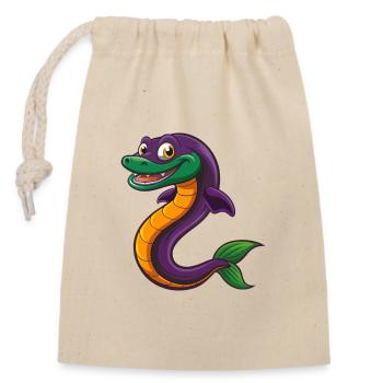 Eel Funny Kawaii Cartoon Character Clipart - Closable cotton gift bag (14x20cm) - nature - Front