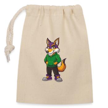 Kojote Lustige Kawaii Cartoon Figur Clipart - Verschließbarer Geschenkbeutel aus Baumwolle (14x20cm) - Natur - Vorne