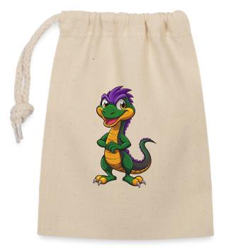 Basilic drôle Kawaii dessin animé Personnage Clipart - Sac cadeau en coton avec cordon (14 x 20 cm) - nature - Devant