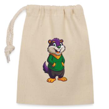 Gopher Funny Kawaii Cartoon Character Clipart - Closable cotton gift bag (14x20cm) - nature - Front