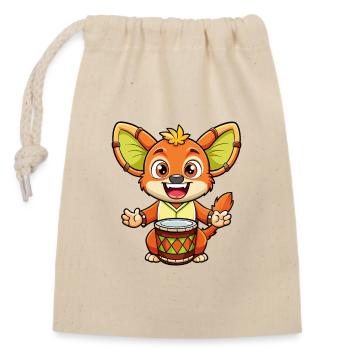 Bongo Niedliche Zeichentrickfigur Kawaii Clipart - Verschließbarer Geschenkbeutel aus Baumwolle (14x20cm) - Natur - Vorne