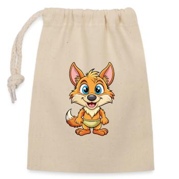 Kojote Niedliche Zeichentrickfigur Kawaii Clipart - Verschließbarer Geschenkbeutel aus Baumwolle (14x20cm) - Natur - Vorne