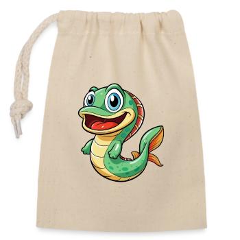 Eel Cute Cartoon Character Kawaii Clipart - Closable cotton gift bag (14x20cm) - nature - Front