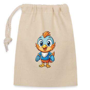 Vogel Niedliche Zeichentrickfigur Kawaii Clipart - Verschließbarer Geschenkbeutel aus Baumwolle (14x20cm) - Natur - Vorne