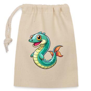 Eel Cute Cartoon Character Kawaii Clipart - Closable cotton gift bag (14x20cm) - nature - Front