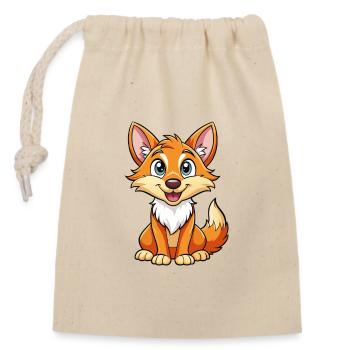 Kojote Niedliche Zeichentrickfigur Kawaii Clipart - Verschließbarer Geschenkbeutel aus Baumwolle (14x20cm) - Natur - Vorne