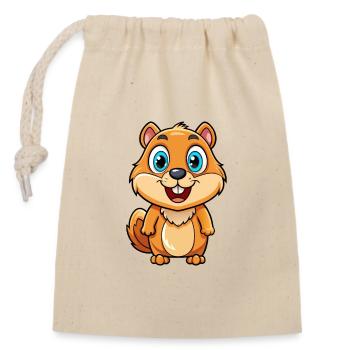 Gopher Cute Cartoon Character Kawaii Clipart - Closable cotton gift bag (14x20cm) - nature - Front