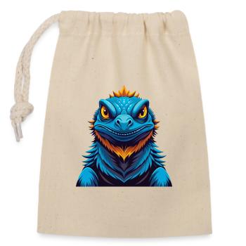 Basilisk Bunte Kawaii Cartoon Figur Clipart - Verschließbarer Geschenkbeutel aus Baumwolle (14x20cm) - Natur - Vorne