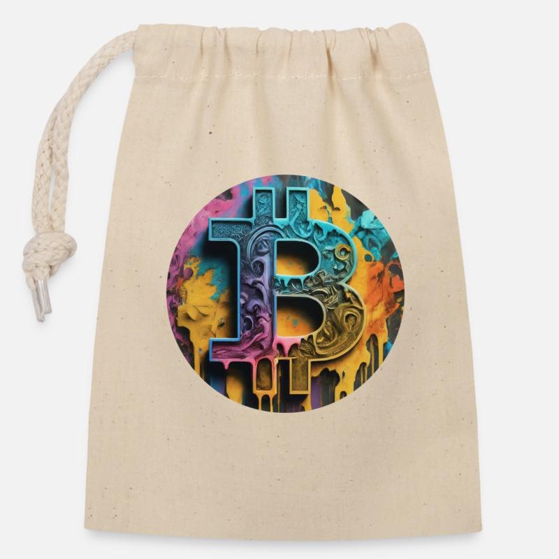 Bitcoin graffiti: Colorful and rebellious - Closable cotton gift bag (14x20cm) - nature