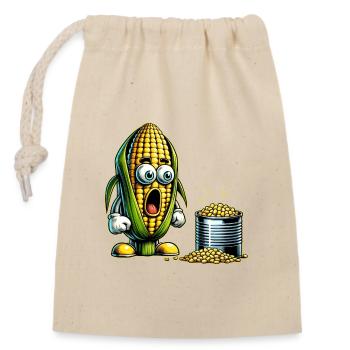 Funny corn design - Closable cotton gift bag (14x20cm) - nature - Front