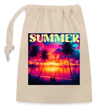 Summer Palm Tree Sunset Retro - Closable cotton gift bag (14x20cm) - nature - Front
