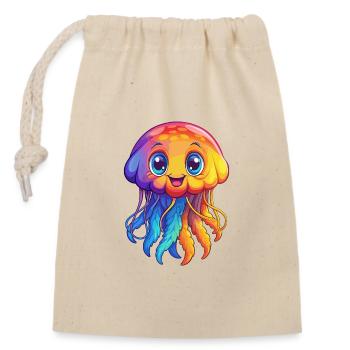 Sea Nettle Colorful Kawaii Cartoon Sea Animal - Closable cotton gift bag (14x20cm) - nature - Front