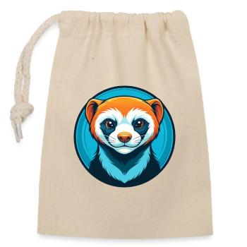 Ferret Cute Kawaii Cartoon Clipart Animal Pet Logo - Closable cotton gift bag (14x20cm) - nature - Front