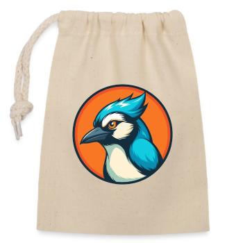 Jay Bird Niedliches Kawaii Cartoon Tier Haustier Logo - Verschließbarer Geschenkbeutel aus Baumwolle (14x20cm) - Natur - Vorne
