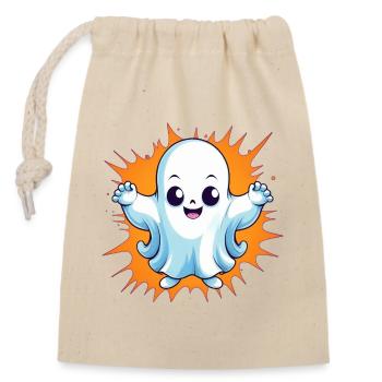 Halloween Gespenst - Verschließbarer Geschenkbeutel aus Baumwolle (14x20cm) - Natur - Vorne