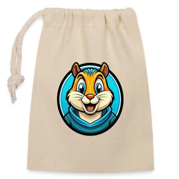 Chipmunk Coloré Kawaii Dessin Animé Personnage Clipart - Sac cadeau en coton avec cordon (14 x 20 cm) - nature - Devant