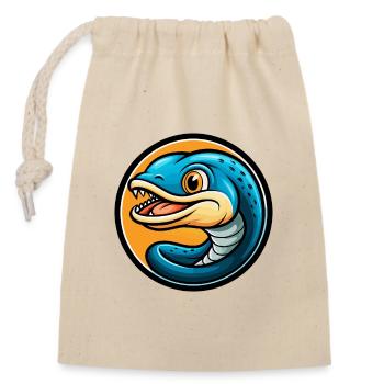 Eel Colorful Kawaii Cartoon Character Clipart Pet - Closable cotton gift bag (14x20cm) - nature - Front