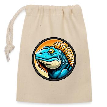 Iguana Colorful Kawaii Cartoon Character Clipart - Closable cotton gift bag (14x20cm) - nature - Front