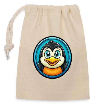 Pinguin Bunte Kawaii Cartoon Figur Clipart - Verschließbarer Geschenkbeutel aus Baumwolle (14x20cm) - Natur - Vorne
