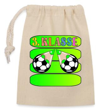 Grundschule 3. Klasse Fußball - Verschließbarer Geschenkbeutel aus Baumwolle (14x20cm) - Natur - Vorne