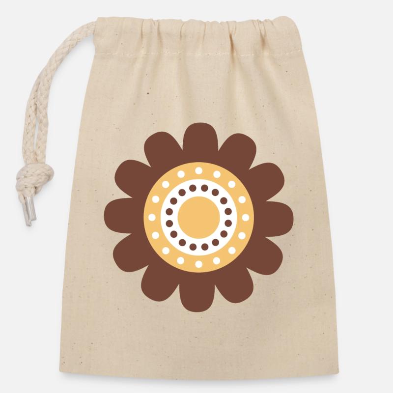 Cute Brown Daisy Flower - Closable cotton gift bag (14x20cm) - nature