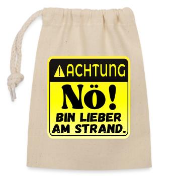 URLAUBSSPRÜCHE STRAND FERIEN - Verschließbarer Geschenkbeutel aus Baumwolle (14x20cm) - Natur - Vorne