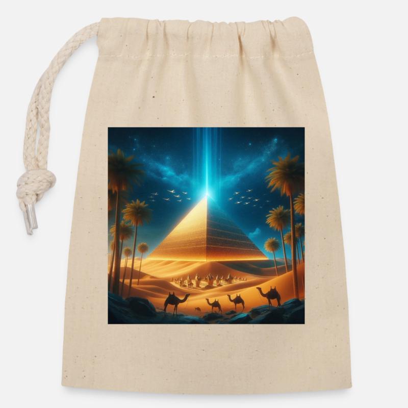 Pyramide 8 - Sac cadeau en coton avec cordon (14 x 20 cm) - nature