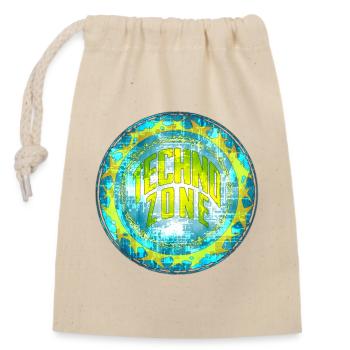 Cyber Techno Design mit Leuchtfarben - Verschließbarer Geschenkbeutel aus Baumwolle (14x20cm) - Natur - Vorne