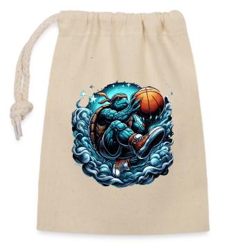 Basketball Turtle Dunking Gift - Closable cotton gift bag (14x20cm) - nature - Front