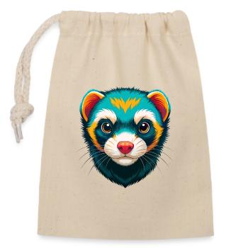 Ferret Cute Kawaii Cartoon Clipart Animal Face - Closable cotton gift bag (14x20cm) - nature - Front