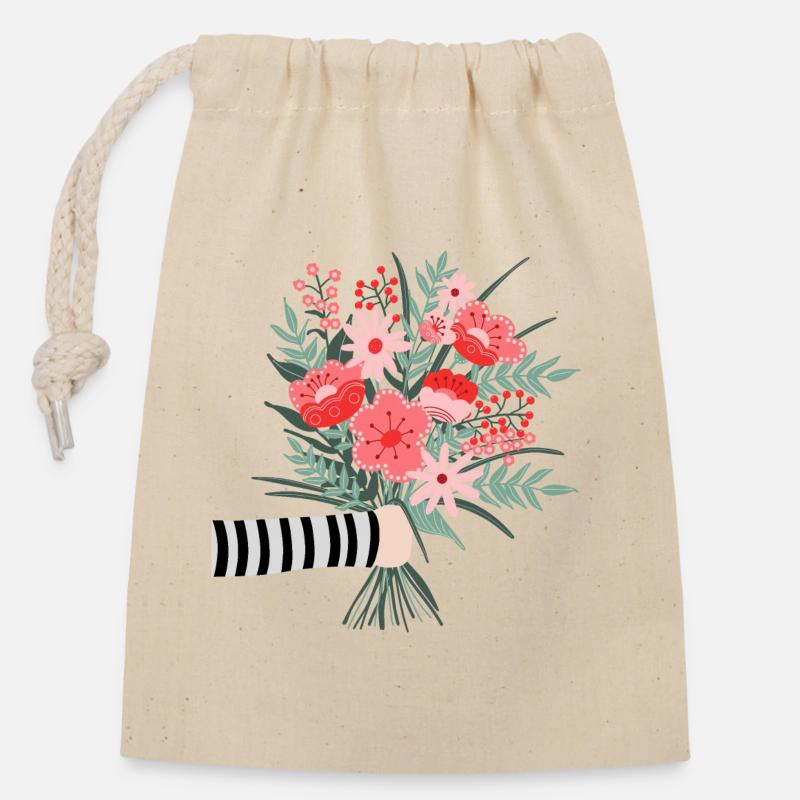 Just say thank you - a dear flower greeting - Closable cotton gift bag (14x20cm) - nature