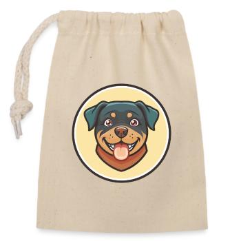 Rottweiler chien race dessin animé Kawaii Clipart Animal - Sac cadeau en coton avec cordon (14 x 20 cm) - nature - Devant