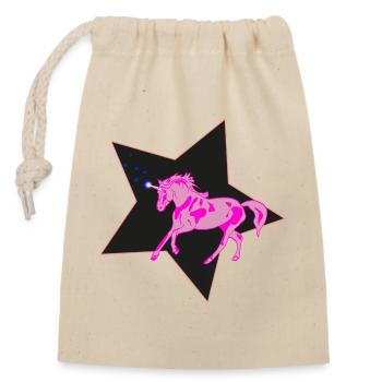 Licorne - Sac cadeau en coton avec cordon (14 x 20 cm) - nature - Devant