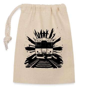 Railway Sketch - Closable cotton gift bag (14x20cm) - nature - Front