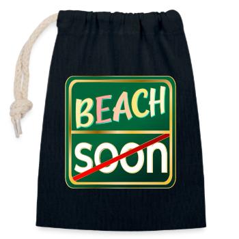 SOMMERURLAUB AM STRAND - Verschließbarer Geschenkbeutel aus Baumwolle (14x20cm) - Navy - Vorne