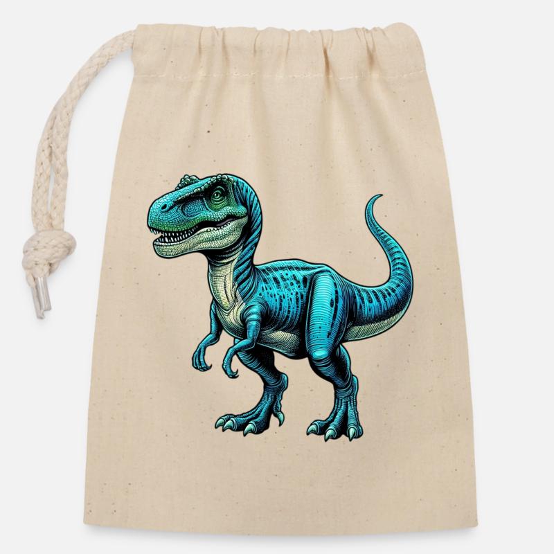 Dinosaurier - Verschließbarer Geschenkbeutel aus Baumwolle (14x20cm) - Natur