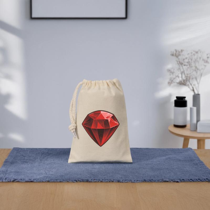 Precious Red Ruby Gemstone Closable cotton gift bag (14x20cm)