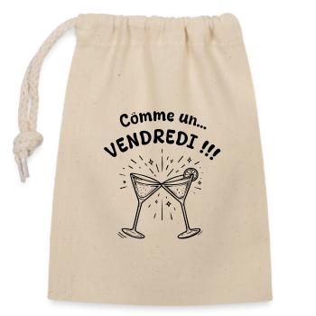 Comme un vendredi ! - Sac cadeau en coton avec cordon (14 x 20 cm) - nature - Devant